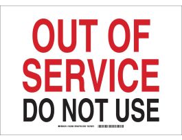 Out Of Service Do Not Use Sign, 10" H x 14" W x 0.035" D, Aluminum