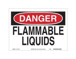 DANGER Flammable Liquids Sign, 10" H x 14" W x 0.055" D, Polypropylene