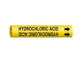 HYDROCHLORIC ACID Pipe Marker, 0.8125" H x 0.8125" W, Fits Pipes 0.75" Dia. Thru 1.375" Dia.