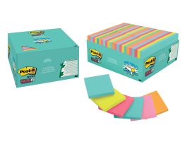 Post-it® Super Sticky Notes 654-48SSMIA-CP, 3 in x 3 in (76 mm x 76 mm), Supernova Neons, 48 Pads/Pack, 70 Sheets/Pad