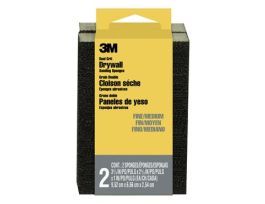 3M™ Drywall Sanding Sponge 19093, Dual Grit Block, 2 5/8 in x 3 3/4 in x 1 in, Fine/Medium grit, 2/pk, 12 pks/cs