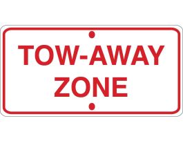 Tow-Away Zone Sign, 6" H x 12" W x 0.1" D, Fiberglass