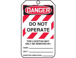 Safety Tags, 5 3/4" x 3 1/4", DANGER DO NOT OPERATE (B0X), (BACK) THIS ENERGY SOURCE HAS BEEN LOCKED OUT, PF-CARDSTOCK, 25/PK