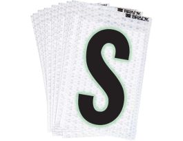 Glow in the Dark 2 in Black, Green Glow on Silver Letter S 10/PK