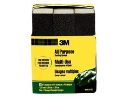 3M™ General Purpose Sanding Sponge 908NA-3P-CC, 3 3/4 in x 2 5/8 in x 1 in, Dual Grit, Fine/Medium, 3 sponges/pack, 6 pks/cs