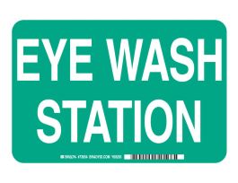 Eye Wash Station Sign, 7" H x 10" W x 0.1" D, Fiberglass, White on Green
