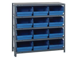 12IN X 36IN X 39IN 12 BLUE BINS 6IN BIN