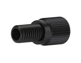 Flangeless Male Nut, Standard Knurl, Black PFA, 1/16" OD Tubing, M6 Flat-Bottom; 1/EA