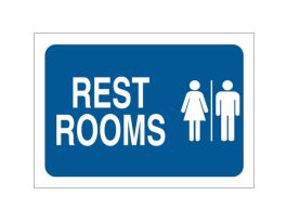 Restrooms Sign, 7" H x 10" W x 0.06" D, Polystyrene