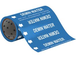 Demin. Water Pipe Marker, 30' H x 8" W, Roll of 30', Fits Pipes 2" Dia. or Smaller