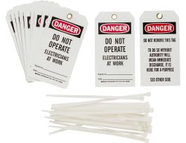 Tags DO NOT OPERATE ELECTRICIANS AT WORK Polyester 5.75 x 3  BK/RD/WH 25/PK