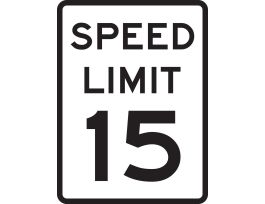 Speed Limit 15 Sign, 24" H x 18" W x 0.1" D, Fiberglass