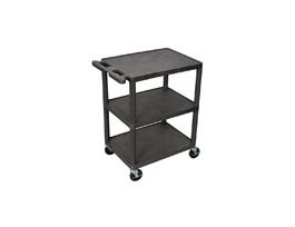 Multipurpose Utility Cart, Three Flat Shelves, Black; 34" H