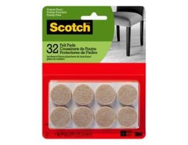 Scotch™ Round Felt Pads, SP802-NA, 1 in, Beige, 32/pk
