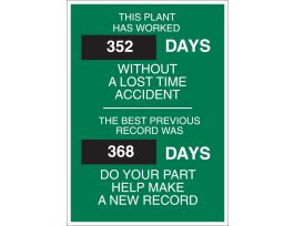 Safety Scoreboard, This Plant Has Worked 352 Days Without A Lost Time Accident, The Best Previous Record Was 368 Days…