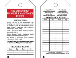 FIRE EXTINGUISHER RECHARGE & MAINTENANCE RECORD Polyester BK/RD/WH 25/PK