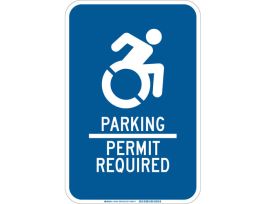 Parking - Permit Required Sign, 18" H x 12" W x 0.1" D, Fiberglass