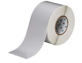Matte Silver Polyester with Rubber Adhesive Labels 4 in W x 300 ft L Light Gray