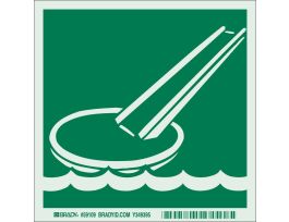 BradyGlo With Evacuation Slide Sign, 6" H x 6" W x 0.063" D, Polystyrene