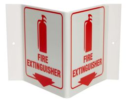 Glow-In-The-Dark Standard "V" Sign, 6" H x 9" W x 4" D, Red on White, Plastic