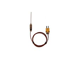 Type-K Hypodermic Probe Mini-Connector, 2.25" L .063 Dia Grounded 2.5ft FEP Cable