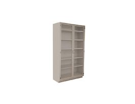 Floor Cabinet with Glass Hinged Doors, 36x84x22; Silver Gray