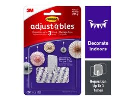 Command® Adjustables™ Repositionable 1/2 lb Hooks, 6 Hooks, 12 Strips, 17830CLR-6ES