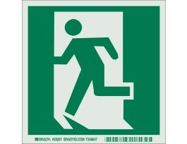 BradyGlo With Man Running Through Door Sign, 6" H x 6" W x 0.008" D