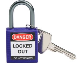 Compact Key Retaining Nylon Padlock 1 in Aluminum Shackle KD Purple