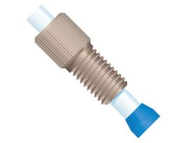 Flangeless Fitting, Standard Knurl, Natural PEEK, 4 mm OD Tubing, 5/16-24 Flat-Bottom; 10/PK