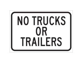 No Trucks Or Trailers Sign, 12" H x 18" W x 0.06" D, Polystyrene