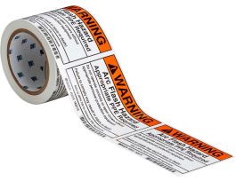 Arc Flash Labels, WARNING - Self-Sticking Polyester, 3.5" H x 5" W x 0.006" D, Roll of 100 Labels, Black/Orange on White
