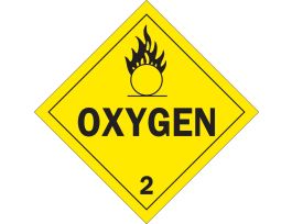 DOT Hazardous Material Shipping Labels, Oxygen, 4" H x 4" W x 0.004" D, Vinyl