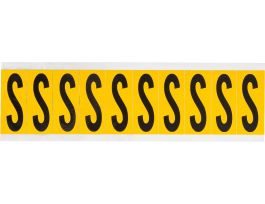 Outdoor Vinyl 1.938 in Black on Yellow Letters S Card of 10 Labels