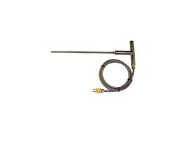 Type-K, Heavy Duty SS T-Handle Probe, 10" L, Mini-Connector, .250" Dia, Grounded