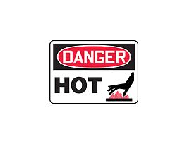 Safety Sign, Danger - Hot (with icon), 7" x 10", Adhesive Vinyl