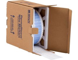 PermaSleeve Heat Shrink Wire and Cable Labels 1/4" Dia for 3" Core Printers - 0.75" White Single-Sided