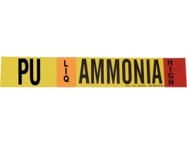 PU LIQ AMMONIA HIGH Pipe Marker, 2.25" H x 14" W, Fits Pipes 2.5" Dia. Thru 7.875" Dia.