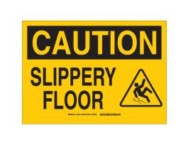 CAUTION Slippery Floor w/Pictogram Sign, 10" H x 14" W x 0.06" D, Polystyrene