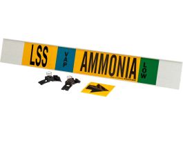 LSS VAP AMMONIA LOW Pipe Marker, 4" H x 24" W, Fits Pipes 8" Dia. or Larger