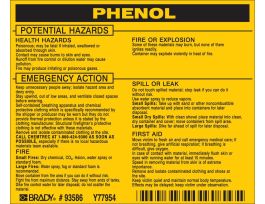 PHENOL Labels, 3.5" H x 4.5" W x 0.005" D, Black on Yellow