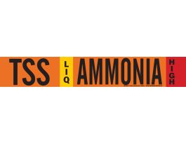 TSS LIQ AMMONIA HIGH Pipe Marker, 2.25" H x 14" W, Fits Pipes 2.5" Dia. Thru 7.875" Dia.