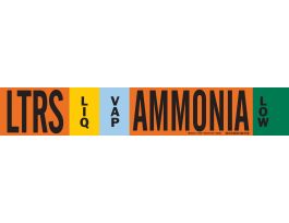 LTRS LIQVAP AMMONIA LOW Pipe Marker, 4" H x 24" W, Fits Pipes 8" Dia. or Larger