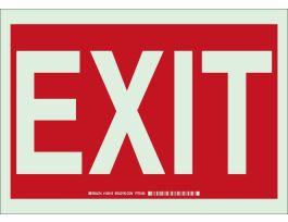 BradyGlo Exit Sign, 10" H x 14" W x 0.063" D, Red on Glow
