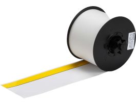 All Weather Permanent Adhesive Vinyl Label Tape with Yellow Header Stripe for MiniMark Printer - 3" x 100 ft L