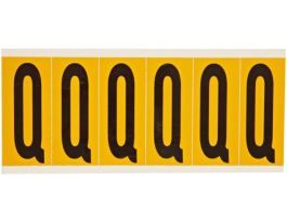 Outdoor Vinyl 3 in Black on Yellow Letters Q Card of 6 Labels