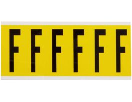Repositionable Vinyl 3 in Black on Yellow, Letters F Card of 6 Labels
