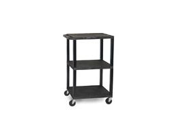AV Utility Cart, Tall, Two Tuffy Flat Shelves, Black; 24.5" H