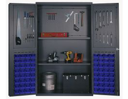 CABINET W/64 BLUE BINS STEEL 48X24X72IN