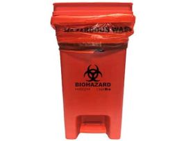 BowTie Biohazard Bin with Lid and Foot Pedal, 12 to 14 Gallon, PP